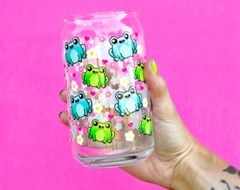 kawaii frog soda can shaped glass / iced drink cup