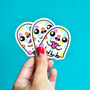 retro pastel floral ghost sticker image 2