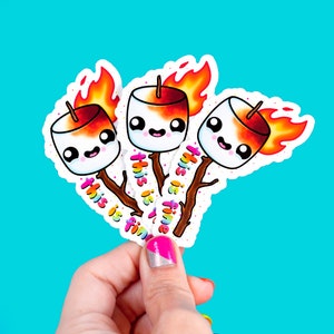 this is fine / burning marshmallow on fire / funny cute vinyl sticker image 2