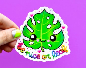 Monstera Blatt Aufkleber, Pflanze Wortspiel Aufkleber, wasserdichter Vinyl-Laptop-Aufkleber