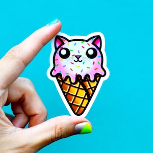 cat ice cream / kawaii cat lady cute vinyl sticker