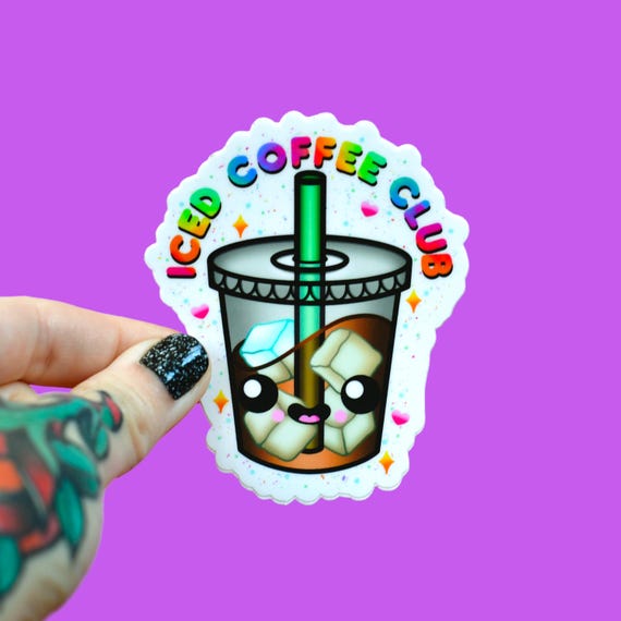 Iced Coffee Club Vinyl Sticker, Waterproof Laptop Decal, Barista Gift