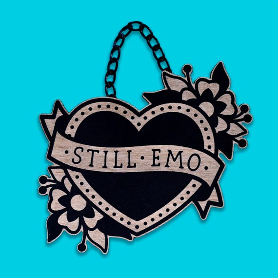 Still Emo Laser Cut Heart Wood Wall Hanging, Gothic Gallery Decor