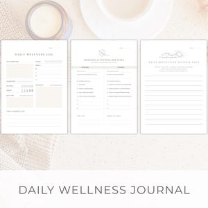 Daily Wellness Journal PDF | Reflection, Self-Care & Routine Pages | Printable Self-Care Planner for Mindful Living