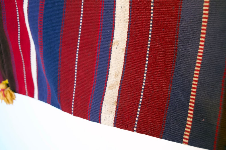 Vintage handmade camel saddle bag 100% cotton gorgeous colors striped tassels turkish nomadic camel bag, flat weave, tapestry 画像 10