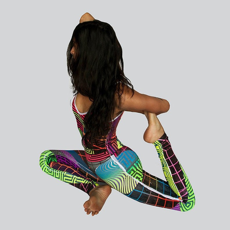 Body Suit Bodysuit Leggings Hand Printed Neon Etsy