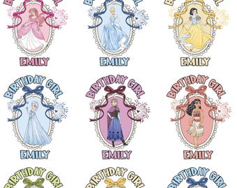 Vintage Watercolor Birthday Princess Squad Coquette Magical Mirror Bow Png, Princess Trip, Girls Trip, Princess Characters Png