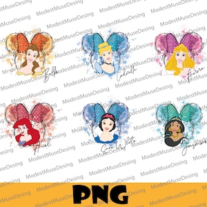 Princesses Bundle Family Vacation Watercolor Png, Princesses Png, Friend Squad Png, Vacay Mode Png, Magical Kingdom Png, Family Trip Png