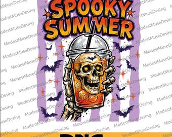 Spooky Summer Png, Skeleton Coffee Png, Skeleton Iced Coffee Png, Summerween Png, Funny Halloween Png, Halloween Summer Png