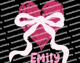 Personalized Heart Name Valentines Png, Custom Valentine Png, Girls Valentines Png, Heart Coquette Name Png, Valentine Day Png