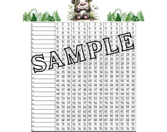 Panda Chaser 25 linee 5x Block Chase ~ Scheda generatore di numeri. 8,5 x 11 pollici, download stampabile immediato.