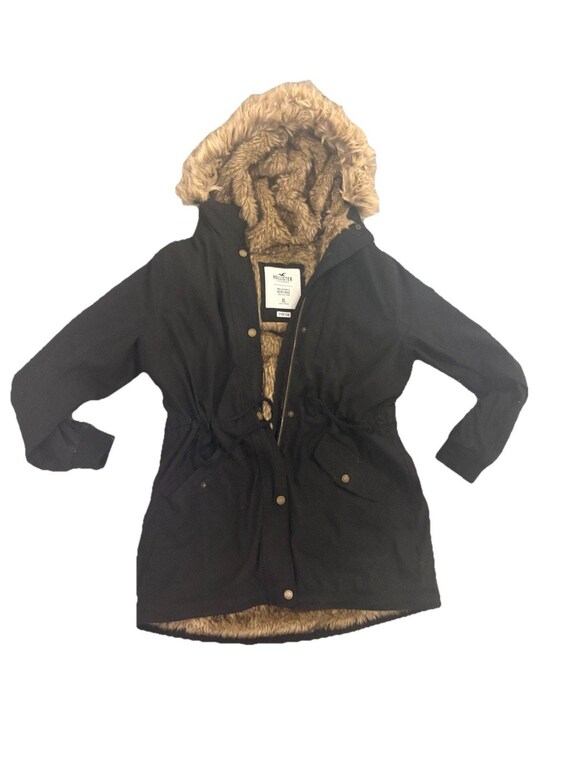 Hollister Y2K Women Stretch Faux Fur Lined Cozy Parka Jacket Size