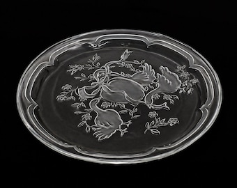 VTG International Japan Marmelade Glasplatte Servierplatte Gänse Apfel Band