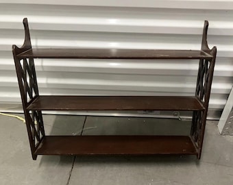 Art Nouveau Scroll MCM Trinket 3 Tier Wall Shelf Vintage mid century 20”x24x 5