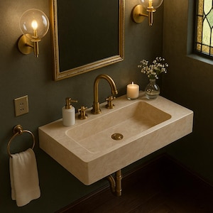 Custom Size Travertine Marble Sink, Luxury Marble Sink, A Premium Marble Stone Vessel Sink Ideal For Bahtroom Vanities, Natural Stone Sink