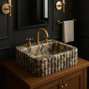 Luxury Calacatta Viola Marble Sink, Uniquely Crafted Luxury Marble Sink , Hand Carved Viola Marble Sink, Bathroom Sink, Farmhouse Sink
