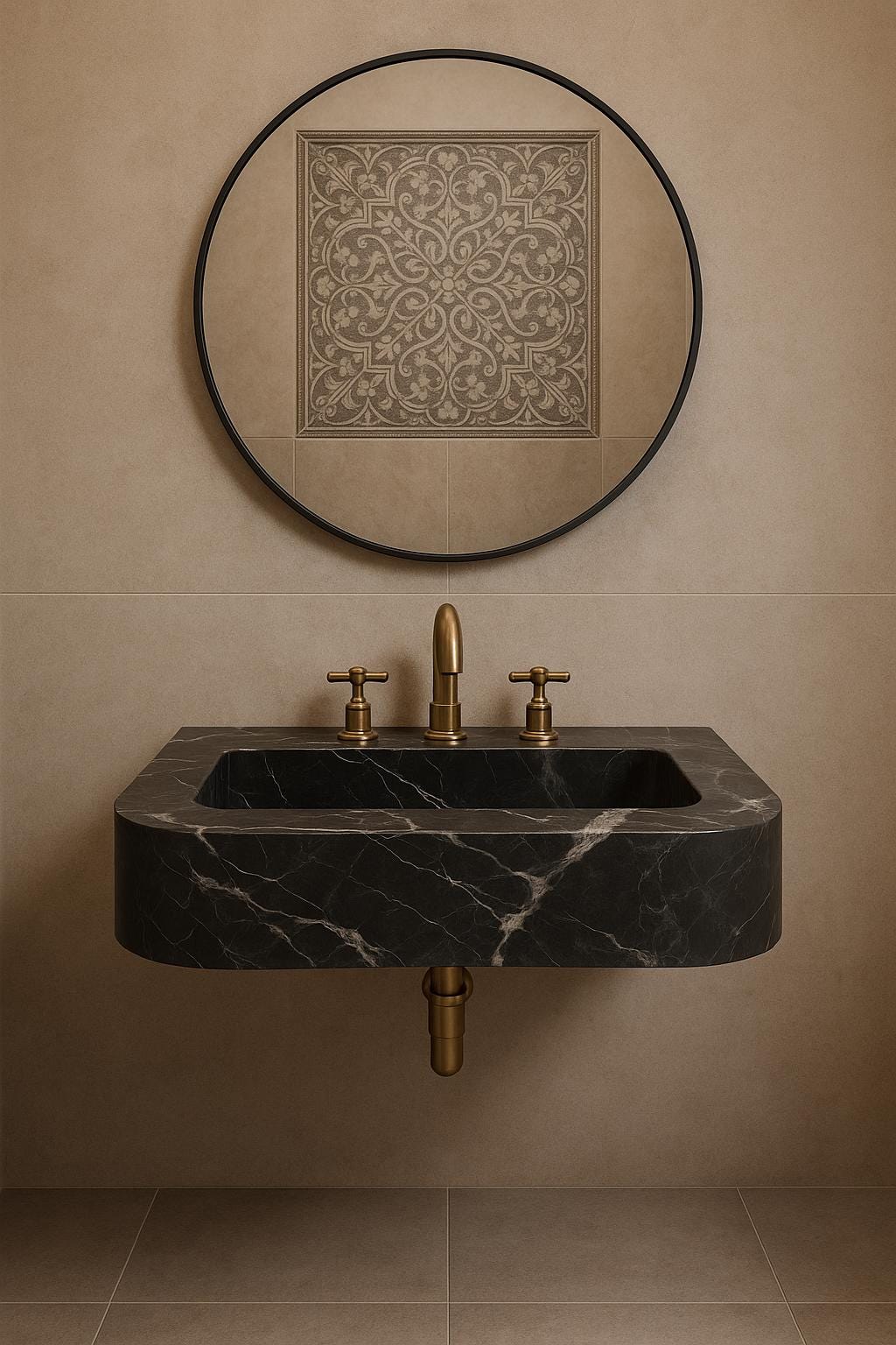 Luxury Black Marble Custom Size Sink, Special Veined Marble, Black and White Bathroom Wash Basin, Natural Marble Custom Sink