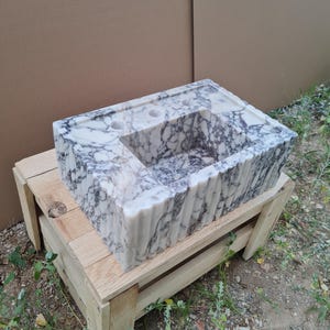 Custom Size Calacatta Viola Marble Sink, Uniquely Crafted Luxury Marble Sink , Hand Carved Viola Marble Sink, Bathroom Sink, Farmhouse Sink