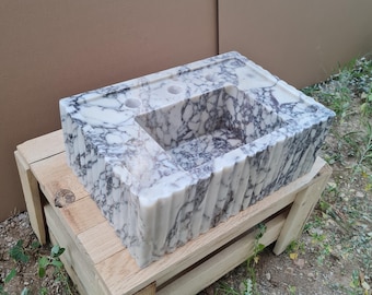 Custom Size Calacatta Viola Marble Sink, Uniquely Crafted Luxury Marble Sink , Hand Carved Viola Marble Sink, Bathroom Sink, Farmhouse Sink