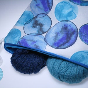 Blue Circles Canvas Knitting/Crochet/Yarn Craft Project Bag