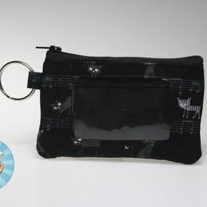 Mini porte-monnaie/porte-monnaie sur le thème chat et musique // Portefeuille zippé // Étui pour carte d'identité // Carte d'identité avec fermeture éclair // Mini portefeuille - Portefeuille félin, maman chat, papa chat