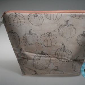 Peach Pumpkins Sock Size Project Bag//Knitting Project Bag//Crochet Project Bag//Yarn Craft Project Bag//WIP Bag - Fall Bag