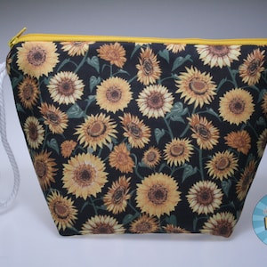 Sunflower Sock Size Project Bag//Knitting Project Bag//Crochet Project Bag//Yarn Craft Project Bag//WIP Bag - Plant Bag, Flower Bag