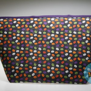 Jack-O-Lantern Project Bag//Knitting Project Bag//Crochet Project Bag//Yarn Craft Project Bag//WIP Bag - Halloween Bag, Spooky Bag
