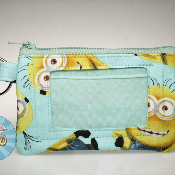 Minions Themed Wallet //ID Wallet//Coin Purse Wallet // Zip Wallet // ID Case // Zip ID // Mini Wallet