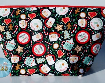Christmas Cookies Project Bag//Knitting Project Bag//Crochet Project Bag//Yarn Craft Project Bag//WIP Bag