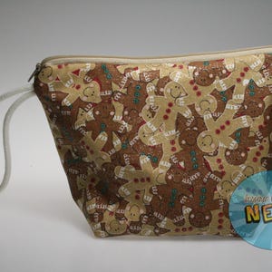 クリスマスジンジャーブレッドソックスサイズのプロジェクトバッグ//編み物プロジェクトバッグ//かぎ針編みプロジェクトバッグ//糸工芸プロジェクトバッグ - ホリデーバッグ