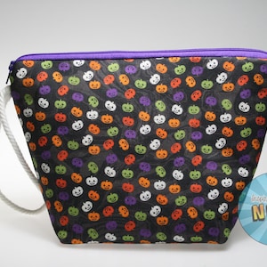 Halloween Colored Jack-O-Lantern Sock Size Project Bag//Knitting Project Bag//Crochet Project Bag//WIP Bag//Single Skein Bag