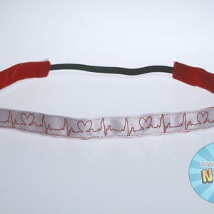 No Slip Red Heartbeat Headband - Valentine&#39;s Day/Nurse/Cardiologist