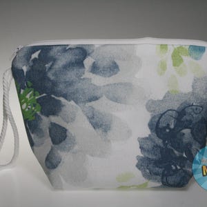 Blue and Green Watercolor Floral Themed Sock Size Project Bag//Knitting Project Bag//Crochet Project Bag//Yarn Craft Project Bag//WIP Bag