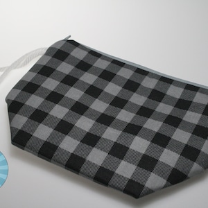 Gray and Black Checkered Sock Size Project Bag//Knitting Project Bag//Crochet Project Bag//Yarn Craft Project Bag//WIP Bag