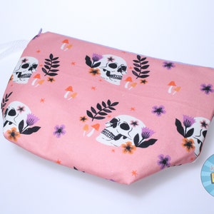 Pastel Goth Skulls and Flowers Sock Size Project Bag//Knitting Project Bag//Crochet Project Bag//Yarn Craft Project Bag//WIP Bag