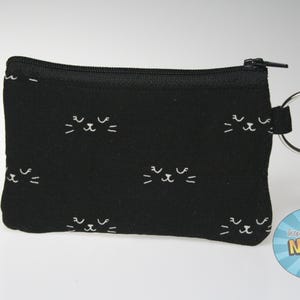 Mini porte-monnaie/porte-monnaie sur le thème tête de chat // Portefeuille zippé // Étui pour carte d'identité // Carte d'identité avec fermeture éclair // Mini portefeuille - Portefeuille félin, maman chat, papa chat