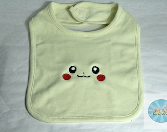 Babero con diseño de la cara de Pikachu - Babero para bebé, regalo para baby shower
