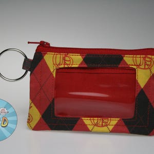 Magical School Red Gryffin House Themed Wallet //ID Wallet//Coin Purse Wallet // Zip Wallet // ID Case // Zip ID // Mini Wallet
