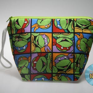 ティーンエイジ・タートルズ・チーム・インスパイアード・ソックスサイズ・プロジェクトバッグ//編み物//かぎ針編み//毛糸クラフト//シングル・スケイン・バッグ