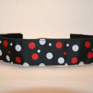 No Slip Black/White/Red Polka Dot Headband