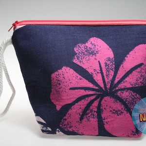 Pink Hibiscus Themed Sock Size Project Bag//Knitting Project Bag//Crochet Project Bag//Yarn Craft Project Bag//WIP Bag - Floral Bag