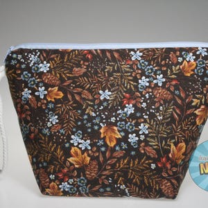 Blue and Brown Nature Sock Size Project Bag//Knitting Project Bag//Crochet Project Bag//Yarn Craft Project Bag//WIP Bag - Fall Bag