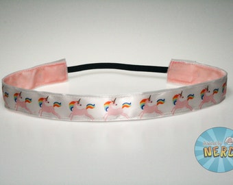 Pink Unicorns Headband - No Slip Headband//Grip Headband//SweatyBand