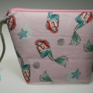The Little Mermaid Inspired Sock Size Project Bag//Knitting Project Bag//Crochet Project Bag//Yarn Craft Project Bag//WIP Bag