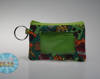 Pixel Mines Themed Wallet //ID Wallet//Coin Purse Wallet // Zip Wallet // ID Case // Zip ID // Mini Wallet - Gamer Wallet