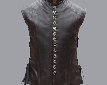Handmade Men's Vintage Renaissance Leather Vest  for men