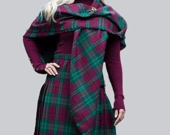Outlander Tartan Wool Wrap: Scottish Highland Plaid Shawl