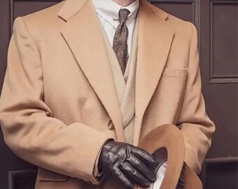 Ręcznie robiony wełniany płaszcz z lat 20. XX wieku | Płaszcz typu trencz w stylu Peaky Blinders