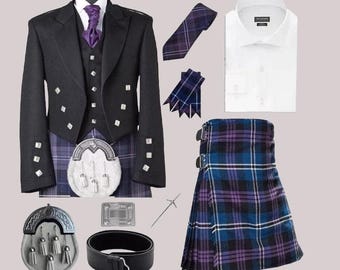 Completo da sposo scozzese Prince Charlie da 9 pezzi, set tradizionale con kilt da 8 iarde.